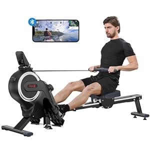 Dripex Rowing Machines for Home Gym, Rowing Machine with 16 Levels of Adjustable Resistance, 350LB Weight Capacity, Durable Slide Rail, Bluetooth App Supported, LCD Monitor, Magnetic Rower Machine