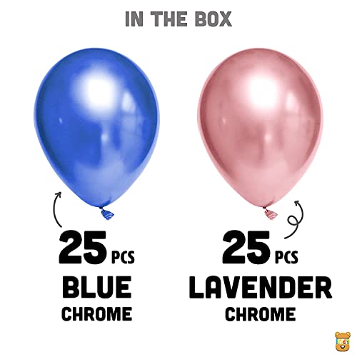 Image of Just Party 25Pcs Lavender & 25Pcs Blue Metallic Chrome Balloons with Shiny Surface For Birthdays /Anniversary /Engagement /Baby Shower /bachelorette Party Decorations (Pack of 50)