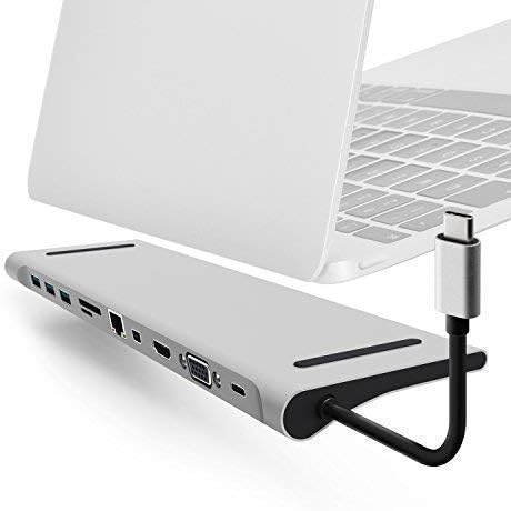 USB C Dock for MacBook Pro - Mini DisplayPort, Ethernet Port, Power Supply, 3 USB Ports, SD Card, and Headphone/Speaker Compatible for MacBook Pro