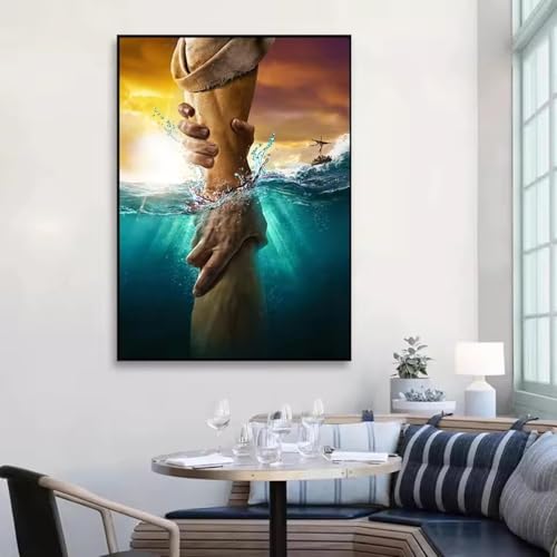 Affiche chrétienne la main de Dieu impression sur toile 40x60 cm sans cadre pour salon