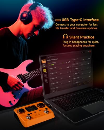 Image of FLAMMA FF20 Looper Pedal Drum Machine, Drum Looper Guitar Pedal with Screen, 300 Min Recording, 220 Drum Grooves, 100 Loop Slots, Time Stretch, Auto Record, USB & Headphone Out, for Guitar and Bass