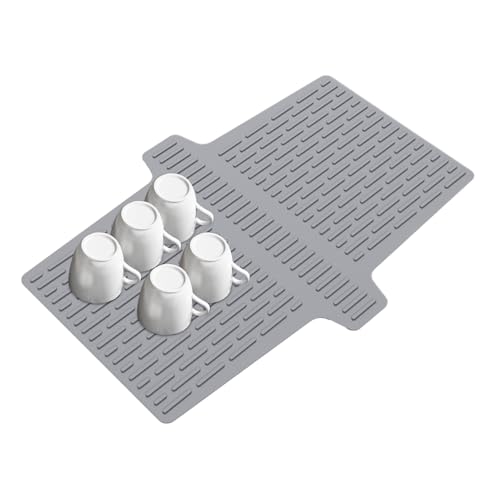 Sillín para fregadero de cocina – Alfombrilla protectora para fregadero dividido sin protección contra olores | Tendedero de banco para zona grifo | Ideal para drenar vasos, y utensilios en C