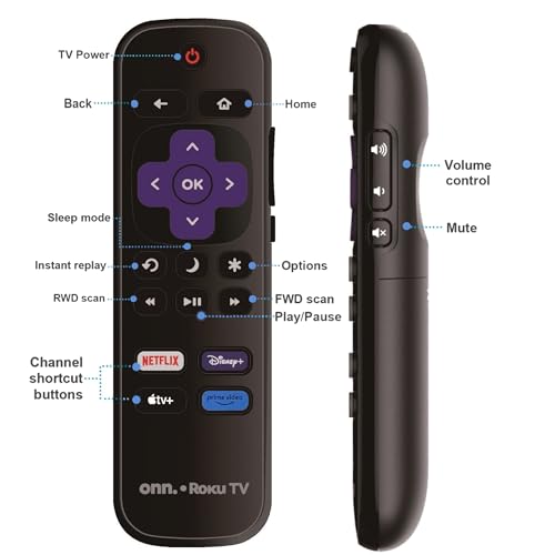 Image of OEM Replacement Remote Control Compatible with All ONN. Roku Smart 4K Ultra TVs【Only Works with Onn. Roku TV, Not for Stick and Box】 (Netflix /Disney Plus /Apple TV+ / Prime Video)