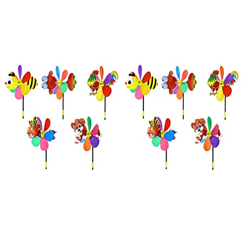 Eoslcusmvl 10 Piezas Molinos de Viento Colorido Viento Spinner 3D Animal Molinillo de Adorno de Jardín