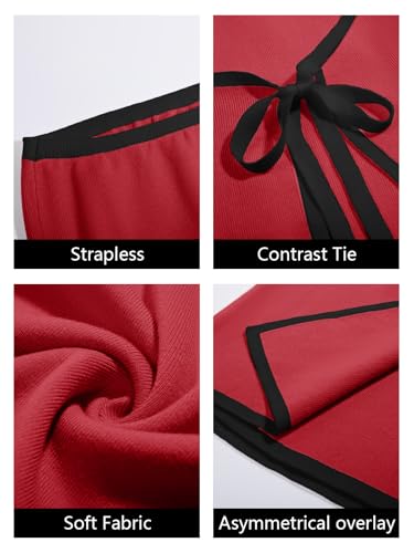 Image of Wenrine Womens Sexy Tube Top Dress Strapless Self Tie Wrap Asymmetrical Hem Knit Summer Party Mini Dresses
