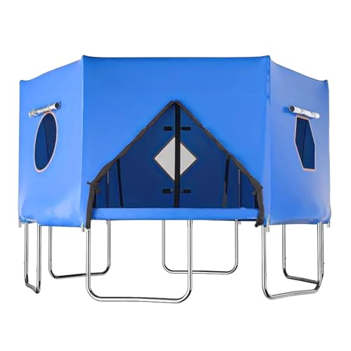 Hedday 14FT Trampoline Tent Cover (Tent Only), Waterproof Oxford Trampoline Shade Cover for 6 Straight Pole Round Trampoline with UV Protection, Mesh Windows and Zipper Door