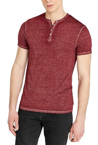 Buffalo David Bitton Men's Short Sleeve Kasum Henley, Cranberry, Medium