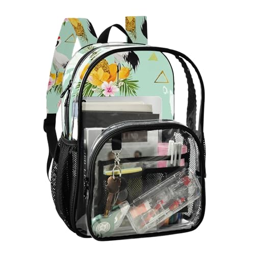 Pineapple Crane Clear Backpack Heavy Duty Clear Bookbag for School Transparent Backpacks for Boys Girls Adults2