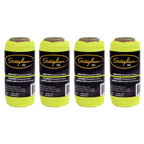 Rollo de cuerda de construcción Stringliner Mason’s Line Replacement 135' 1/8 Lb Twisted Color Amarillo FL (Paquete de 6)