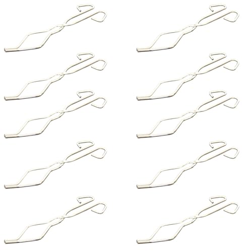 GSC International Crucible Tongs – Pack of 10 – 10 Inch Nickel-Plated Steel with Non-Binding Joints – Lab Tool for Handling Hot Crucibles – Ideal for Chemistry, Classroom, Homeschool, or STEM