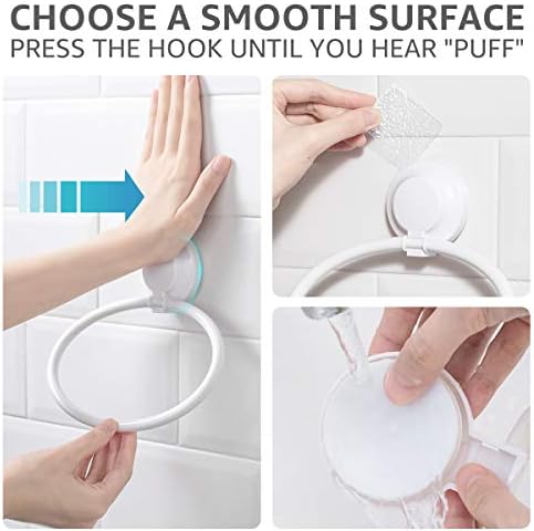 Amazon Brand - Umi Towel Ring Suction cup ,Towel Holder Strong Suction Wall Mounted for Kitchen and Bathroom ,Towel Hanger Drll-Free Removable Plastic