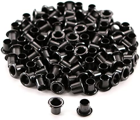 HolsterSmith [100 Pack] Black Coated Eyelets - (#8-9 Length) - (1/4 in. Diameter) - (USA Made) - Rivets for DIY Kydex Holsters, Leather Shoes, and Canvas Cloth