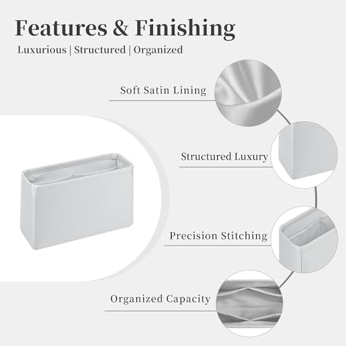 Image of Purse Organizer Insert for Lady Dior Small Bags, Satin Luxury Bag Insert, Lightweight & Portable Purse Shaper with Pockets, Ideal for Travel, Shopping, and Daily Use(Beton, Lady Small)