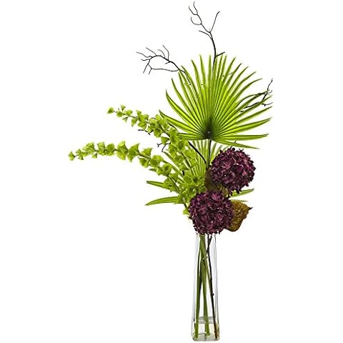NearlyNatural Hydrangea and Palm Frond Arrangement Cover