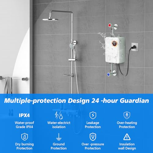 Elektronischer Durchlauferhitzer Küche 220V 3500W elektrische Warmwasserbereiter tankloser Mini-Warmwasserbereiter mit LED Temperaturanzeige, Elektrisch Instant Klein Durchlauferhitzer für Küche, Bad