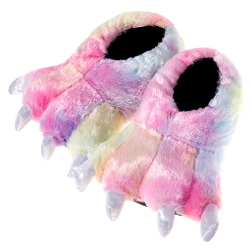 Pink Dinosaur Slippers For Women's Shoes Adult Monster Dino slippers Unisex Soft Plush Home Slippers Animal Costume Paw Claw Shoes Bear Claw Women Slippers