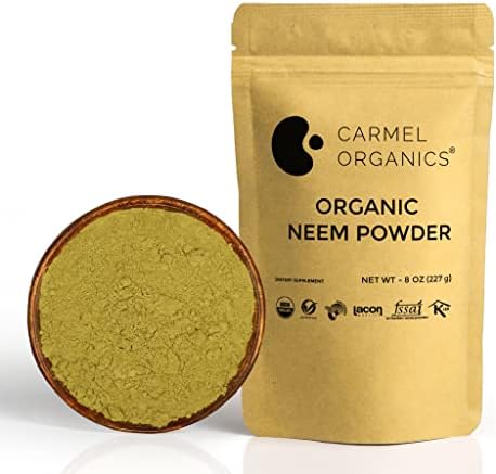 CARMEL ORGANICS Organic Neem Leaves Powder | 8 Oz or 0.5 Lb | USDA Certified | Non GMO