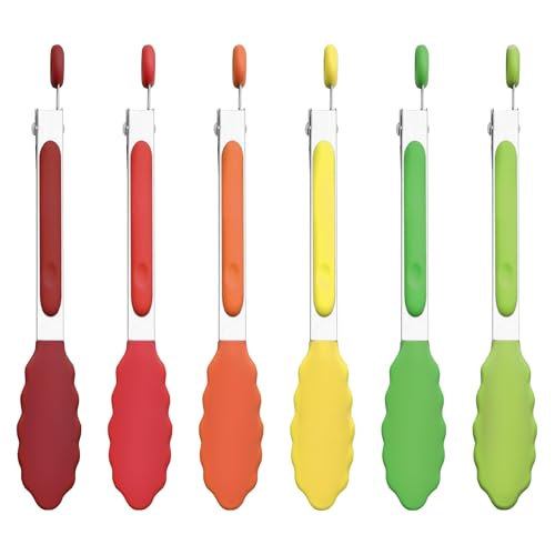 Lot de 6 petites pinces en silicone de 20cm avec embouts en silicone