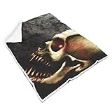 O5KFD&8 - Manta de murciélago con diseño de Calavera, Ligera, Ideal para el Invierno, Ideal para niños, Peluche, Blanco, 150 x 200cm