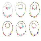 HYHP 6 Packs Girls Necklace and Bracelet Set, Girls Jewelry Toddler Costume Jewelry Princess Necklace Kids Jewelry