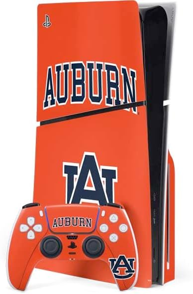 Skinit Decal Gaming Skin Compatible with PS5 Slim Disk Bundle - Officially Licensed Auburn University AU Orange Design