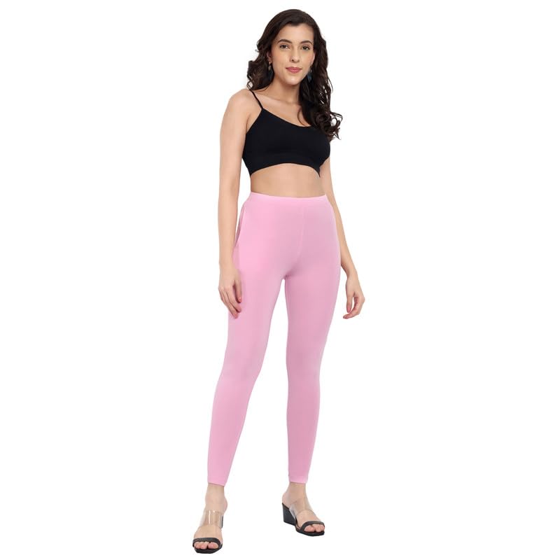 Image of ONE SKY Women Full Length Leggings | Cotton Modal Spandex Blend | High Waist Stretchable & Bio-Washed Fabric | Colour-Lock Technology | Comfortable Leggings for Women