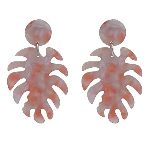 Fashion Acrylic Statement Palm Leaf Earrings Resin Tropical Plant Monstera Leaves Drop Dangle Earrings Jewelry For Women Girls (4 Pairs) #TOP1