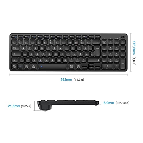 Wiederaufladbare Bluetooth-Tastatur von OMOTON für Mac und Windows