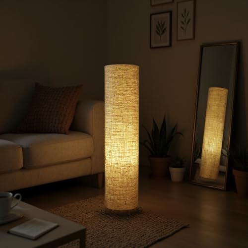 Image of Cotton Fabric Floor Lamp for Bedroom's Desk Lamp for LivingRoom, Bed Room, Office | Night Stand Dimmable Room Floor Lamp for Reading (Brown)