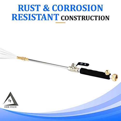 Hydro Jet High Pressure Power Washer Wand for Car Washing or Garden Cleaning, Heavy Duty Metal Watering Sprayer with Universal Hose End, Hydrojet Water Power Nozzle (Metal Black)