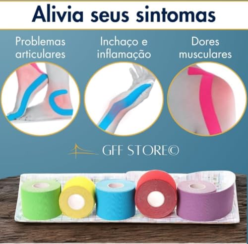 Fita Kinesiológica para Fisioterapia, Fita Atlética, cores azul e rosa.