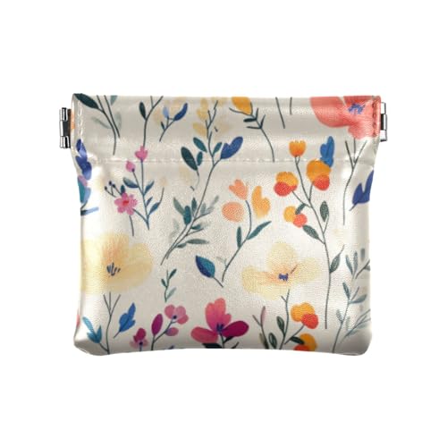 Mini portamonete da con piccoli fiori estate mini portafoglio per ragazza Piccoli estivi 4.33L x 3.74W x 0.39H donna classico pelle sintetica beige
