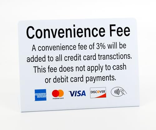 2-Pack Convenience Fee Signs, 3% Credit Card Fee, Card Icons, 7.5 x 5.5"