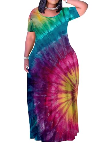 Image of Plus Size Maxi Dresses for Curvy Women T-Shirt Summer Sun Dresses Loose Fit