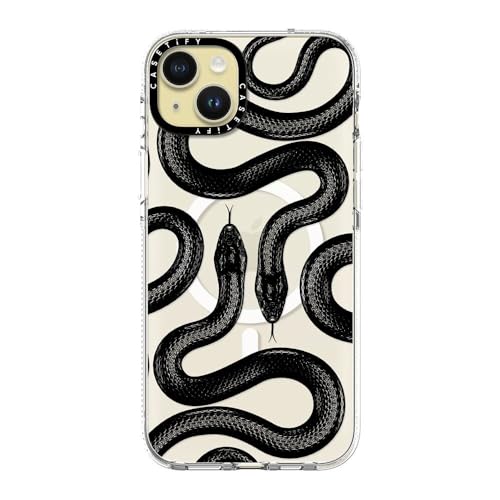 Coque iPhone 15 Plus CASETiFY transparente design serpent royale haut de gamme