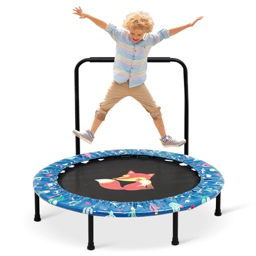 Kindertrampolin mit Handlauf, Mini Trampolin für Kinder, Gartentrampoline, Kindertrampolin für Drinnen