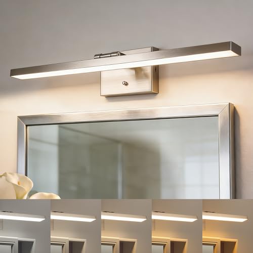 mirrea 24-Inch Brushed Nickel LED Vanity Light Over Medicine Cabinet, Modern 5CCT Dimmable Bath Bar Lighting with Extendable Arm for Bathroom