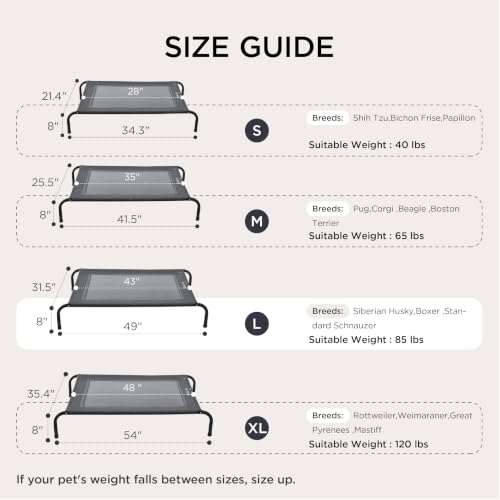 Bedsure Outdoor Elevated Cooling Dog Bed Large Sized Dog, 49in Grey | Portable Raised Camping Pet Cot Hammock,Breathable Teslin Mesh,Weather Resistant,For Large Pets Up to 85 lbs,Easy to Assemble - Image 6