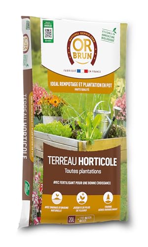 OR BRUN Terreau Horticole 20 litres : pour des Plantes en Pot Plus florissantes
