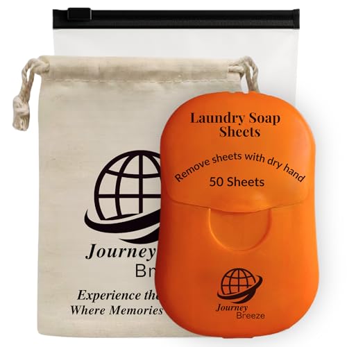 Travel Laundry Detergent Sheets + Canvas Bag, Great for Cruises, Camping, Glamping, Backpacking,...