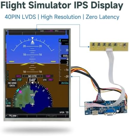 12 Inch Flight Simulator Aviation Lcd Kit With 40pin Lvds Driver Board 1200×1600 Ips Flight Instrument Display 750 Nits High Bright Diy Mountable Screen For Home Cockpit Pilot Training Drill - 4