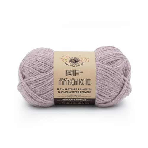 Lion Brand Yarn, Re-Make Recycled Crochet Yarn, Dusty Lilac, Purple, 1 Pack