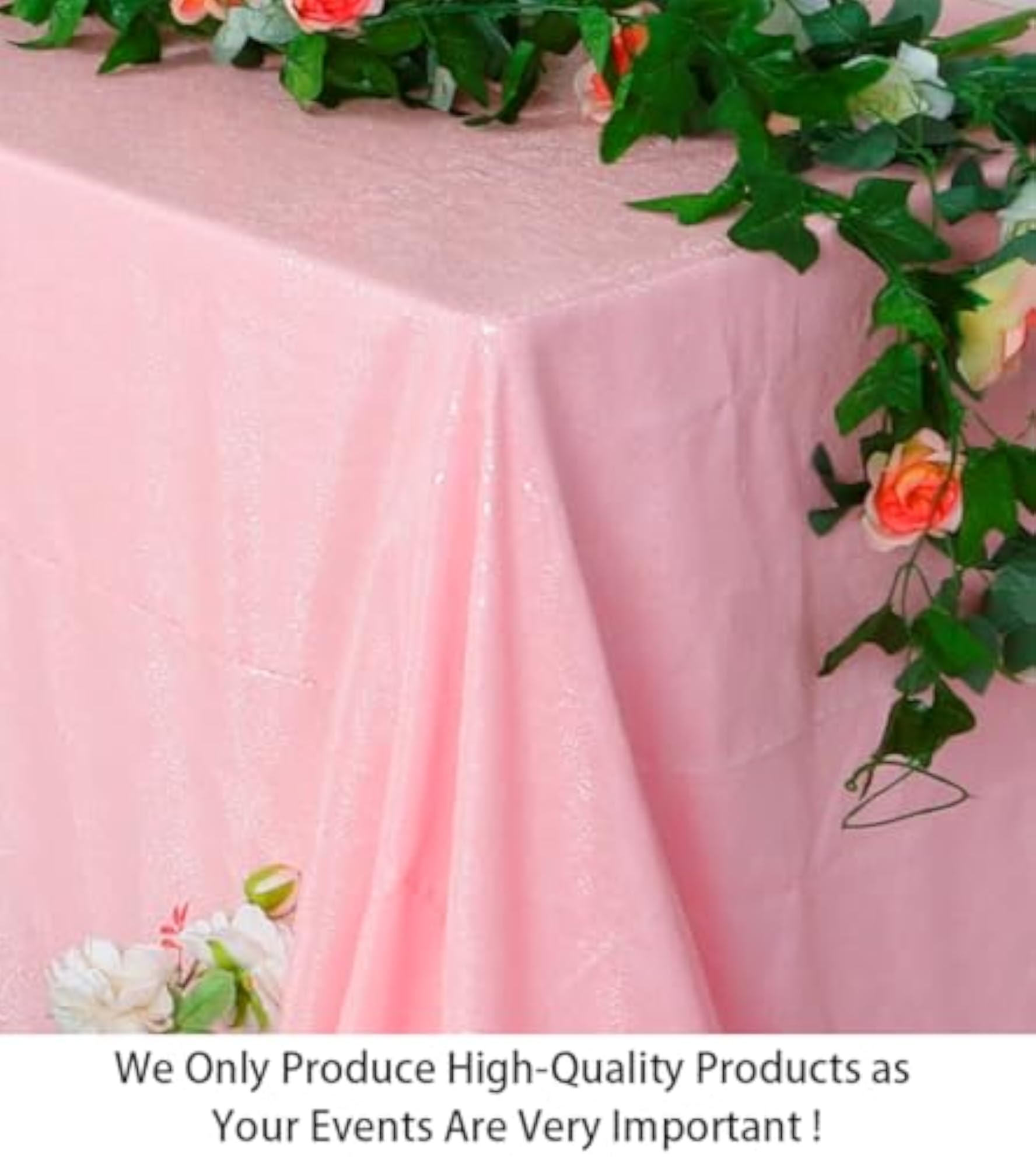 48x48-Inch Square Sequin Tablecloth, Pink
