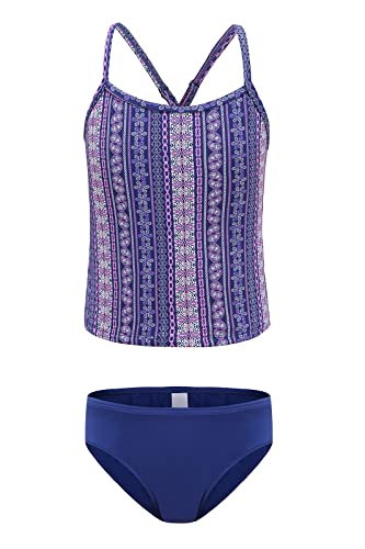 Image of Girls Two Piece Tankini Swimsuit Hawaiian Ruffle Swimwear Bathing Suit Set