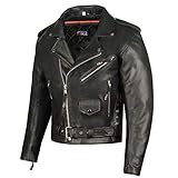 Men ICONIC Motorcycle Premium Natural Buffalo Leather Side Lace Biker Jacket XL