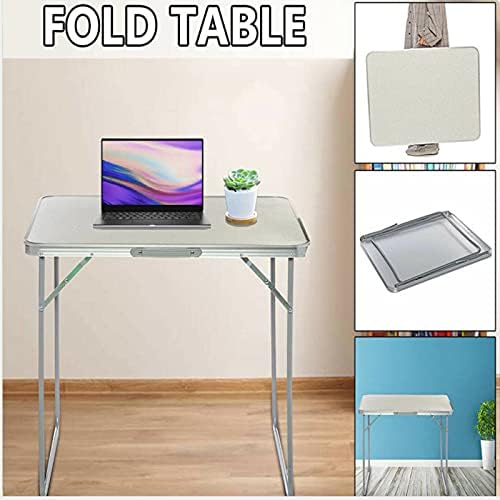 Portable Dining Table Folding Outdoor Picnic Table Party Garden BBQ Indoor Small Fold Up Desk Picnic Cooking Camping Table Load Capacity 15KG White,80x60x69cm