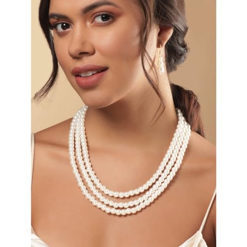 Image of Rubans Pearl Necklace Set Traditional Statement Jewellery Gift for Women & Girls