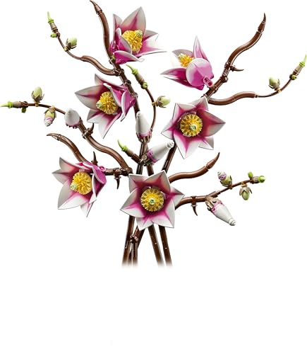 Botanicals Rametti di Magnolia - Set di Fiori Finti per Adulti - 5 Magnolie Artificiali per Decorare il Soggiorno o la Camera da Letto - Idea Regalo Fai da Te per Donne - 11510 - Lego - Immagine 10