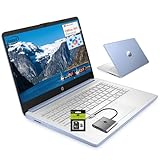 HP 14 Student-Laptop Back to School, Quad-Core Processor (Up to 3.6GHz) 8GB RAM 192GB Storage(128GB UFS + 64GB SD Card) Laptops for Student with 1-Year Office 365 Copilot AI Win11, Sky Blue