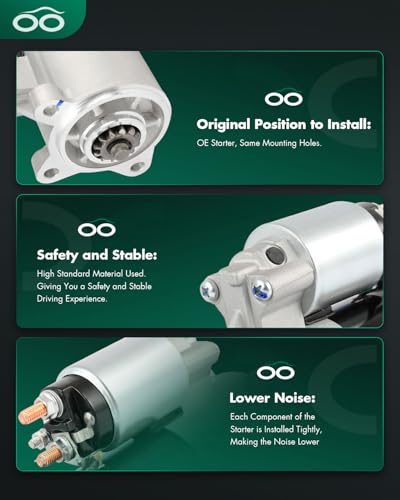 Image of SCITOO Starter Motor SFD0024 6646 for FORD Excursion 2000-2005 5.4L 6.8L F-Series Pickups 1999-2010 4.6L for Mustang 2005-2010 4.6L F-150 /F-550 6.8L 1.4kW /12 Volt CW 12-Tooth Pinion